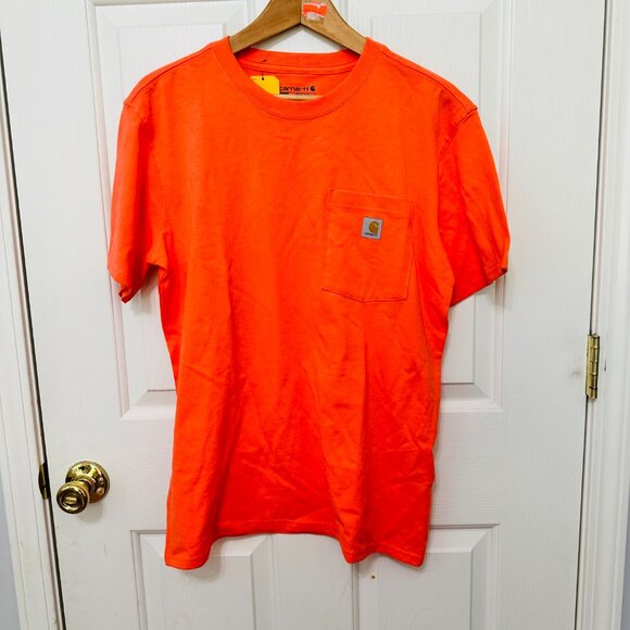 CARHARTT LOOSE FIT HEAVYWEIGHT SHORT SLEEVE POCKET ORANGE T-SHIRT - Picture 1 of 6